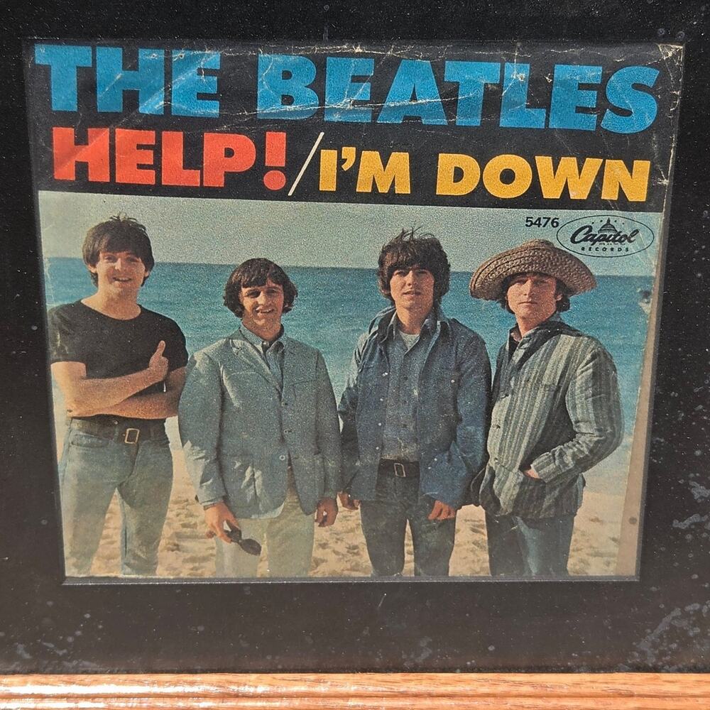 Vtg THE BEATLES Framed 45 Vinyl Records - Picture 3 of 9